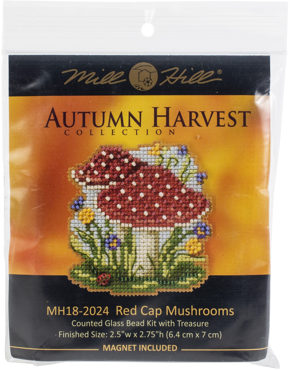 Mill Hill Counted Cross Stitch Kit 2.5"X2.75"-Red Cap Mushroom